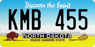 ND license plate KMB455