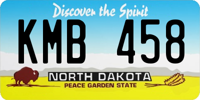 ND license plate KMB458