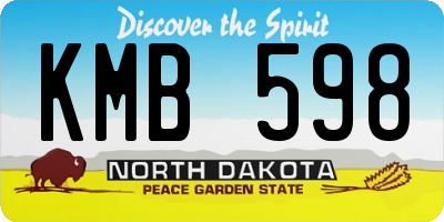 ND license plate KMB598