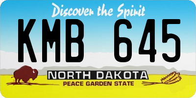ND license plate KMB645