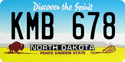 ND license plate KMB678