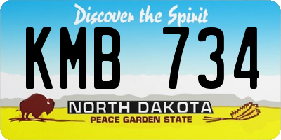 ND license plate KMB734