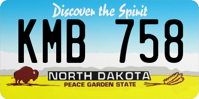 ND license plate KMB758