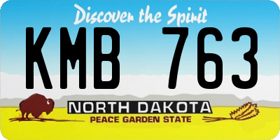 ND license plate KMB763