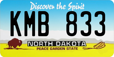 ND license plate KMB833