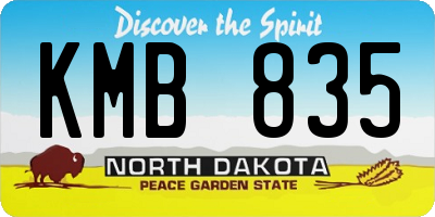 ND license plate KMB835