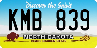ND license plate KMB839