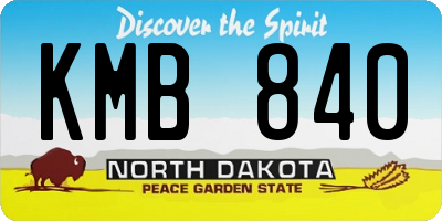 ND license plate KMB840