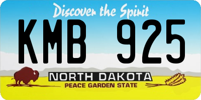 ND license plate KMB925
