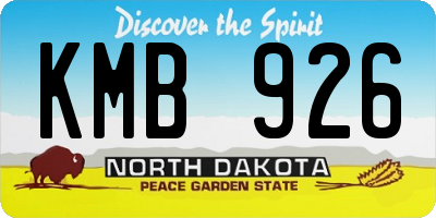 ND license plate KMB926