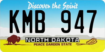 ND license plate KMB947