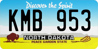 ND license plate KMB953
