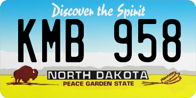 ND license plate KMB958