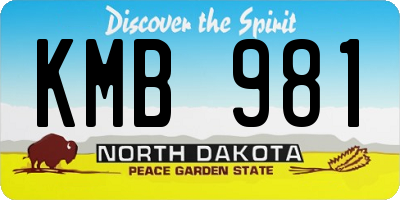 ND license plate KMB981