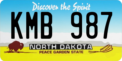 ND license plate KMB987