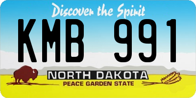 ND license plate KMB991