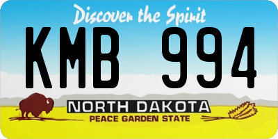 ND license plate KMB994
