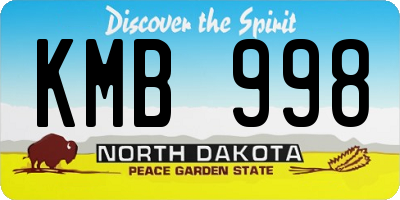 ND license plate KMB998