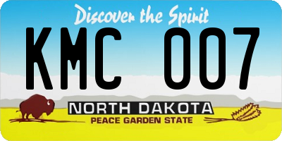 ND license plate KMC007