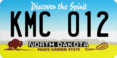 ND license plate KMC012