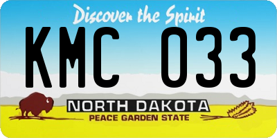 ND license plate KMC033