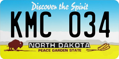 ND license plate KMC034