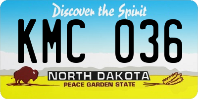 ND license plate KMC036