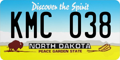 ND license plate KMC038