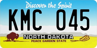 ND license plate KMC045