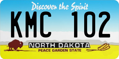 ND license plate KMC102
