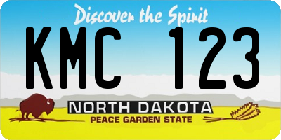 ND license plate KMC123