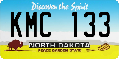 ND license plate KMC133