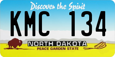 ND license plate KMC134