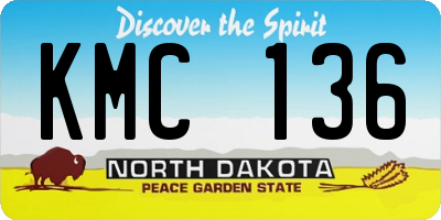 ND license plate KMC136