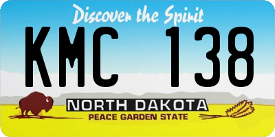 ND license plate KMC138