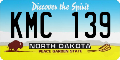 ND license plate KMC139