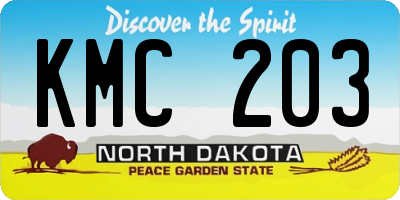 ND license plate KMC203