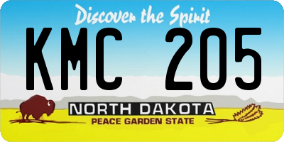 ND license plate KMC205