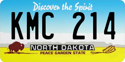 ND license plate KMC214