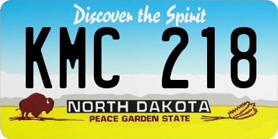 ND license plate KMC218