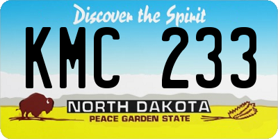 ND license plate KMC233