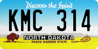 ND license plate KMC314