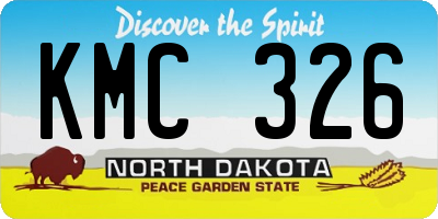 ND license plate KMC326