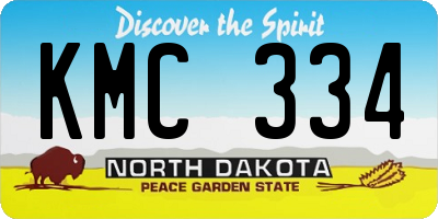 ND license plate KMC334