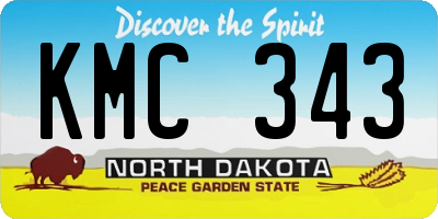 ND license plate KMC343