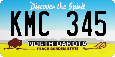 ND license plate KMC345