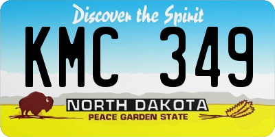 ND license plate KMC349
