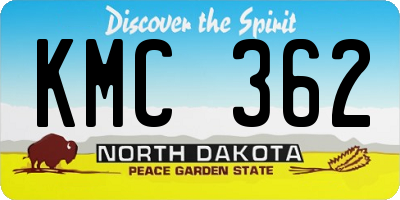 ND license plate KMC362