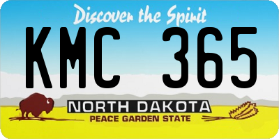 ND license plate KMC365