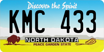 ND license plate KMC433